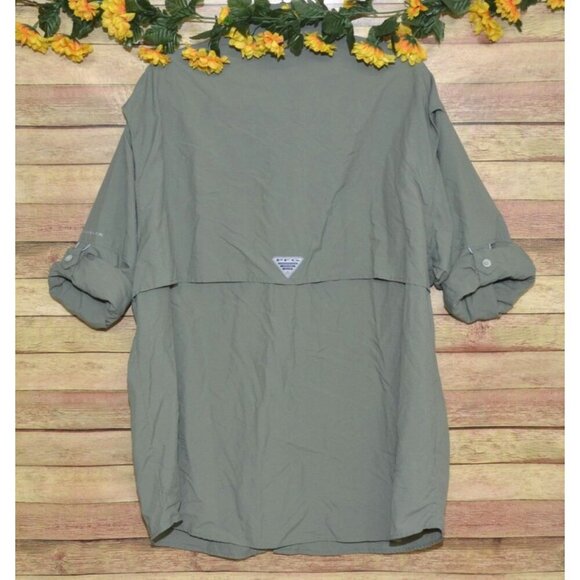 Columbia PFG Men's Sage Green Long Roll Tab Sleeves Button Front Shirt Size 2XL - Picture 11 of 14